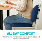 FORTEM Seat Cushion, Office Chair Cushion, Lumbar Support Pillow for Office Chair, Memory Foam Sciatica Coccyx Tailbone Pressure Pain Relief, Car Sitting Pad, Washable Non Slip, XL
