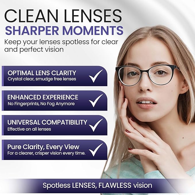 ULTRAVUE Eyeglass Gel Lens Cleaner Spray Kit - 3 x 8oz Gel Lens Cleaner Spray Bottle + 2 Microfiber Cloth for Cleaning - Safe for All Lenses (AR Coated Included), Eyeglasses and Screens