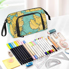 Bolaz Big Capacity Pencil Pen Case Pouch Bag School College Office Organizer for Teens Girls Adults Student-Yellow Flower Pattern