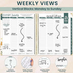 bloom daily planners 2026 Hardcover Calendar Year Goal & Vision Planner (January to December) - Monthly & Weekly Agenda Organizer - 7.5" x 9" - Beige Bouquet