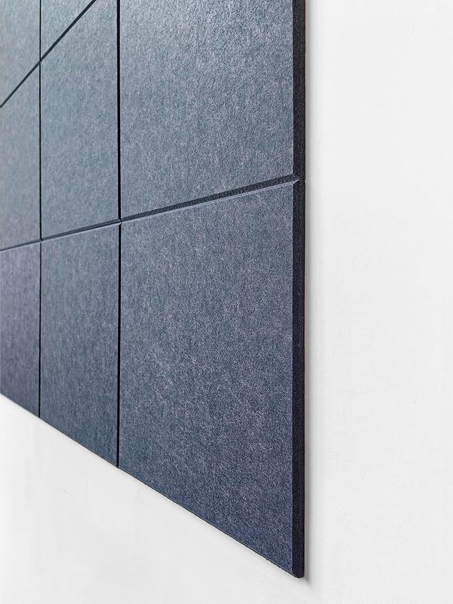 DECORITA Blue Felt Bulletin Board 47"x35" | Large Cork Pin Board Alternative for Office, Home & Classroom | Felt Wall Tiles (12-Pack) | Blue Classroom Decor Office Supplies | Denim Blue