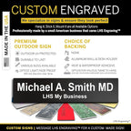 Engraved Custom Door Plate Black Plastic Office Door Sign with White Letters - Made in USA 2x12 B2
