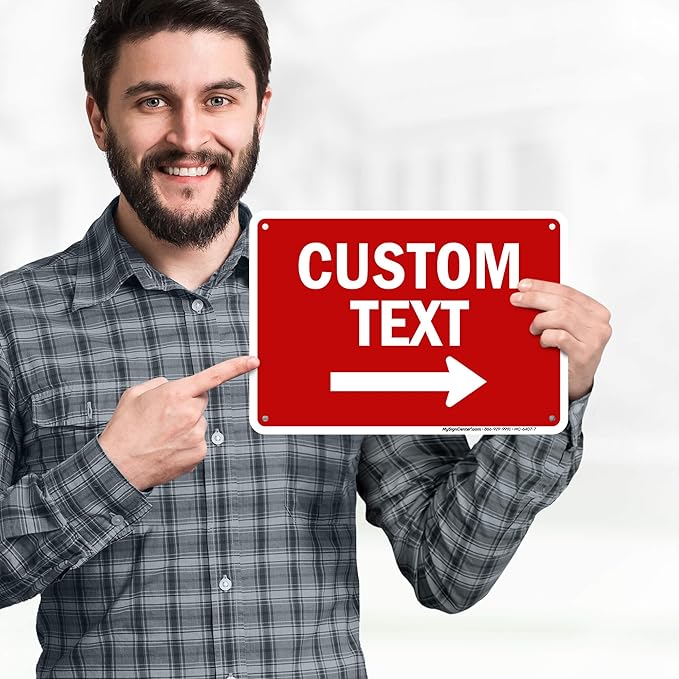 Custom Arrow,Custom Directional Sign, Right Arrow, 7x10 Inches, 55 mil thick HDPE (high density polyethylene) Made in USA by My Sign Center