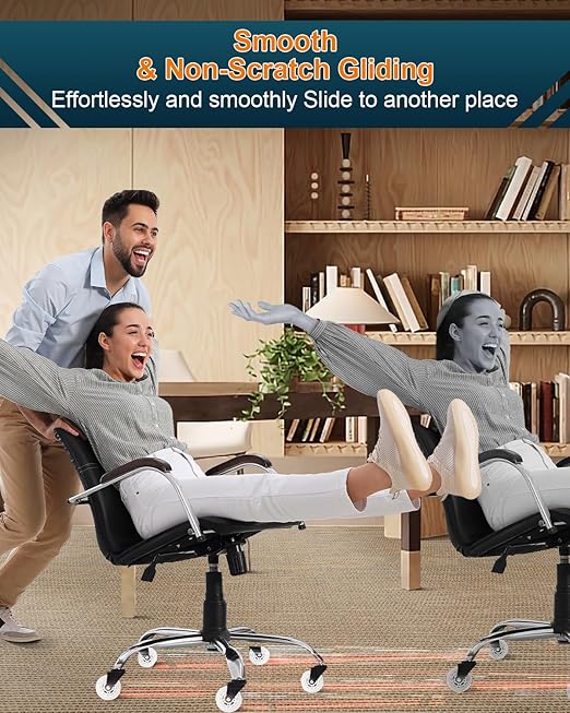 RidRed Gaming Chair Wheels - Heavy-Duty Office Chair Wheels - Replacement Rubber Casters - Universal Fit 3 Inch Chair Casters, Noise Free, Fits 98% Chair, for All Floor (White)