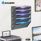 Gawerk 5 Tier Hanging Wall File Organizer, Mesh Mail Paper Orgnization Hanging File Folder Holder for Home Office, Black