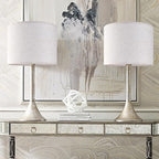 Oatmeal linen Textured Lamp Shades Set of 2 Medium Drum Lampshade 14``Top x 14``Bottom x 11``High(Spider) Farmhouse Lampshade for Table Lamp & Bedside Lamp - Replacement Lampshade