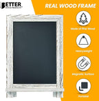 Better Office Products Framed Tabletop Chalkboard Sign, 9.5" x 14", Rustic Wood Frame, Small Magnetic Chalkboard with Built-in Ledge and Folding Stand, One White Chalk Marker Included,(Whitewash)