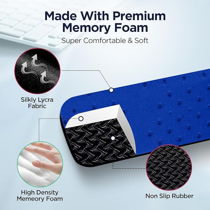 EdgeRest PostureUp L-Shaped Desk Long Wrist Rest Elbow, Forearm & Wrist Comfort Support for Table or Desk Edge, Non-Slip, Memory Foam Padding, Ergonomic Design for Work, Universal Fit, Blue