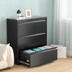 Pataku Metal Lateral File Cabinet with Lock, Steel Lateral Filing Cabinet 3 Drawer, Locking Office Home Wide Organization File Cabinet for Hanging Files Letter/Legal/F4/A4 Size(3Drawer/Black)