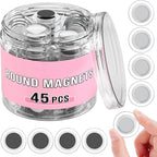 VNDUEEY 45 Pcs Round Whiteboard Magnets, Fridge Magnet Decorative, Dry Board Refrigerator Magnets, Small Magnet Teacher Supplies for School, Home, Office(Clear, 3cm/1.18in)