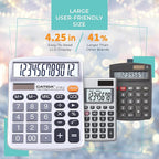 CATIGA 12 Digits Desktop Calculator with Large LCD Display, Dual Solar Power and Battery, Standard Function for Office, Home, School, CD-2786