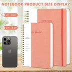 Oneirom Spiral Notebook - 8.5 x 10.98 Inch Large Hard Cover Notebook with Elastic Band & Pocket, 252 Pages, Lay Flat Wirebound Journal for Work, School, Planning & Note Taking Pink
