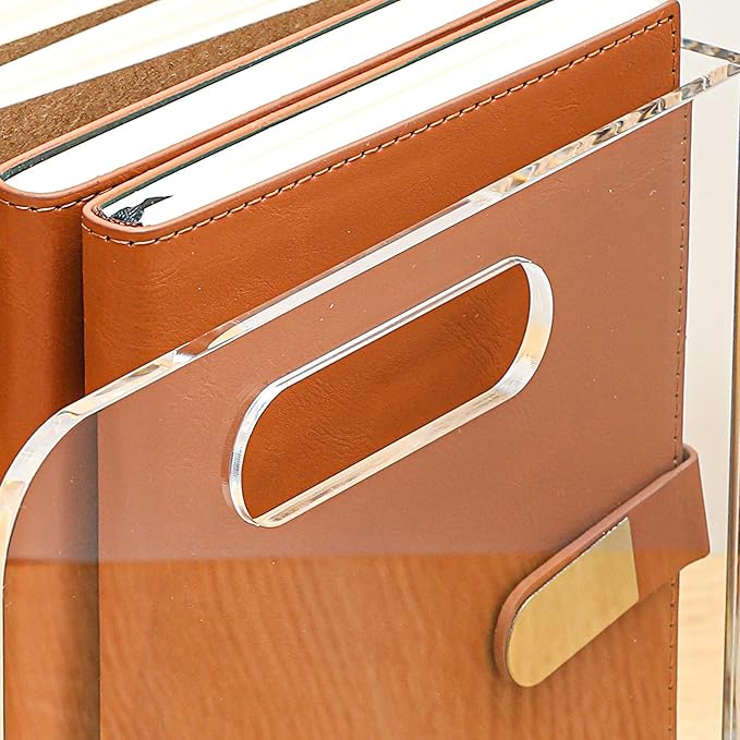 AIDIMOO Acrylic Magazine File Holder, 4 Vertical Compartments Desk Document Sorter Organizer, Clear Folder Rack Binder for Office/Documents/Classroom, for Home, Tablet, Magazines, Books & Accessories