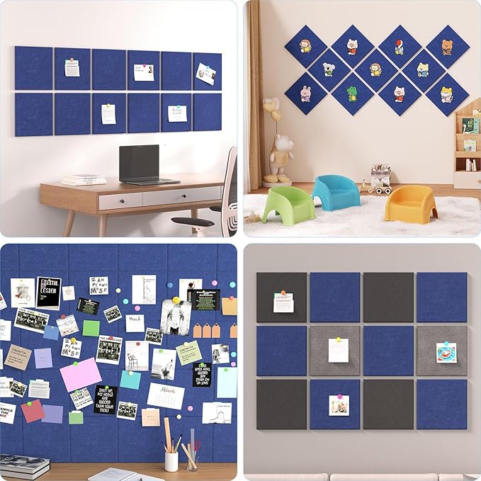 Baysola Large Cork Boards for Walls – 48" x 36" Self Adhesive Felt Wall Tiles, Ideal for Office Wall Organizing Bulletin Board, Easy to Install Cork Boards Felt Board