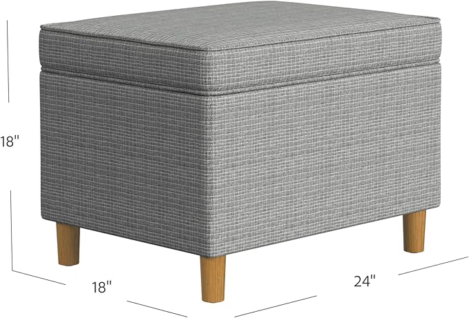 Spatial Order Home Decor | Dinah Collection Modern Storage Ottoman | Ottoman with Storage for Living Room & Bedroom(Sage Mini Grid Pattern)