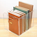 AIDIMOO Acrylic Magazine File Holder, 4 Vertical Compartments Desk Document Sorter Organizer, Clear Folder Rack Binder for Office/Documents/Classroom, for Home, Tablet, Magazines, Books & Accessories