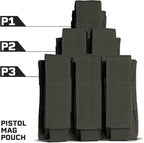 Tacticon P1 P2 P3 BattlePouch | Universal Pistol Mag Pouch | Combat Veteran Owned Company | Molle Single Double Triple Pistol Magazine Holster for Ammo | Tactical Bag Accessories Holder