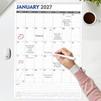 GuassLee Large Wall Calendar 2026-2027, 22"x15" Vertical Wall Calendar 2026, Jan. 2026 to Jun. 2027, 18-Month Paper Hanging Planner Wall with Julian Date for Office Home Planning & Organizing
