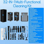 Keyboard Cleaning Kit Laptop Cleaner, 32-in-1 Computer Screen Cleaning Brush Tool, Multi-Function PC Electronic Cleaner Kit Spray for iPad iPhone Pro, Earbuds, Airpods, Camera Lens, Monitor (Black)