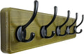 Dseap Coat Rack Wall: Patented, Heavy-Duty, 5-Double-Hooks Wooden Wall Mounted Coat Rack Coat Hanger Hook Rail for Winter Coats Hat Jacket Clothing, Weathered Green