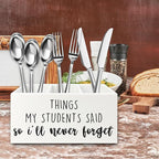 QZQE Teacher Gifts Pen Pencil Holder Organizer for Desk, Things My Students Said So I'll Never Forget Wooden Box Signs Decorations for Home Office Desk Tabletop, Teacher Appreciation Gifts