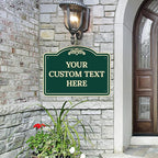 Custom Decorative Sign, Personalized Metal Sign for Business, Driveway, Home, Airbnb, Office Door Plaque, Green Background Sign 18x24 Inches, ACM, Fade Resistant, Made in USA by Sigo Signs