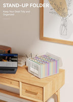 ABC life 26 Pockets Accordian File Folder Organizer Letter Size Expanding File Folder, A4 Portable Document Paper School Organizer, Expandable Multicolor Accordion Filing Folders with Labels(Green)