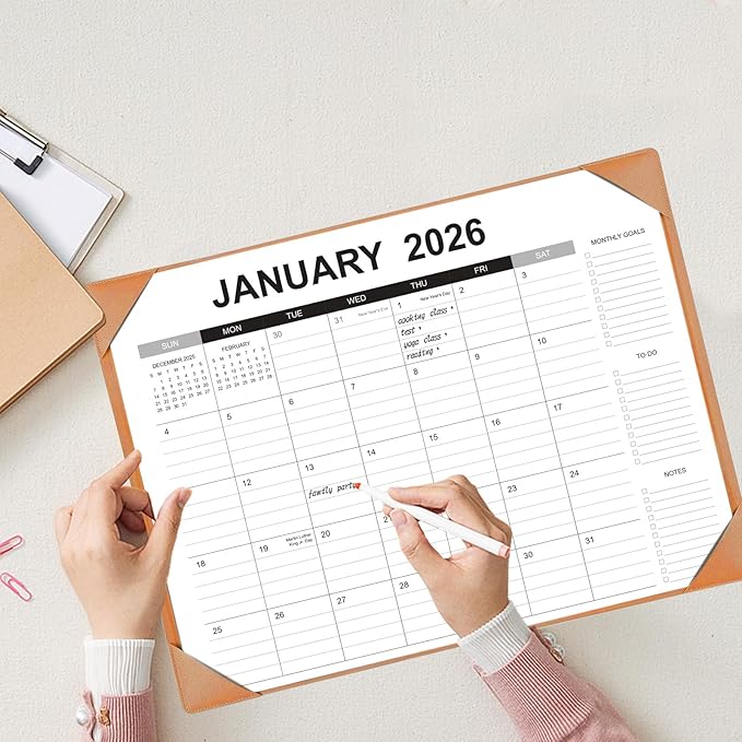 Desk Calendar 2026-2027 with Desk Mat – 22" x 17" Large Desk Pad Calendar Runs from January 2026 to June 2027, Office Supplies Desktop Monthly Calendar for Home & Office