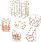 Fei Bi Hanging Rose Gold File Organizer, equipped with a 6-piece set of rose gold desktop accessories