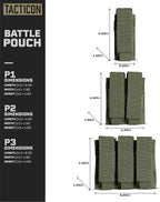 Tacticon P1 P2 P3 BattlePouch | Universal Pistol Mag Pouch | Combat Veteran Owned Company | Molle Single Double Triple Pistol Magazine Holster for Ammo | Tactical Bag Accessories Holder