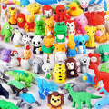 URSKYTOUS 60Pcs Animal Erasers Kids Desk Pets Pencil Erasers 3D Puzzle Bulk Mini Animal Eraser Toys Fun Cute Eraser for Classroom Rewards, Game Prizes, Treasure Box, Easter Egg Fillers