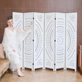 5.6 Ft Folding Room Divider, Portable Privacy Screen & Partition, No Assembly Required for Use as Cat Litter Box Cover, Clutter Hider, Room Separator, 6 Panels (White)