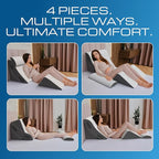 Kolbs 4pcs Orthopedic Bed Wedge Pillow Set for After Surgery, Sleep Apnea Pillow | Stylish Plush Velvet Cover | Deluxe Cushion Set for Sleeping and Acid Reflux, Sleep Apnea Devices (4 Piece Wedge Set)