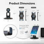 EHO iPad Stand, 360° Rotating Commercial Tablet Stand, Retail Kiosk, 6"-13"(Screen) Adapter Universal Tablet Clamp Holder for iPad, iPadAir, iPadMini, Microsoft Surface, Most Tablets - White