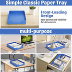 AZFUNN Letter-Size Tray Desk Letter Tray Paper Tray, Sturdy Heavy-Duty Plastic Printer Paper Tray, Single-Tier Stackable File Storage Organizer for Office Home (1, Blue)