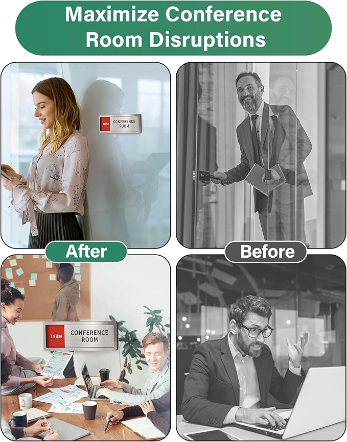 Wellness Room Office Door Signs, Do Not Disturb- In Use/Available Slider Sign for Home Office Wellness Conference Vacant Occupied Privacy Sliding Door Sign，Brushed Silver