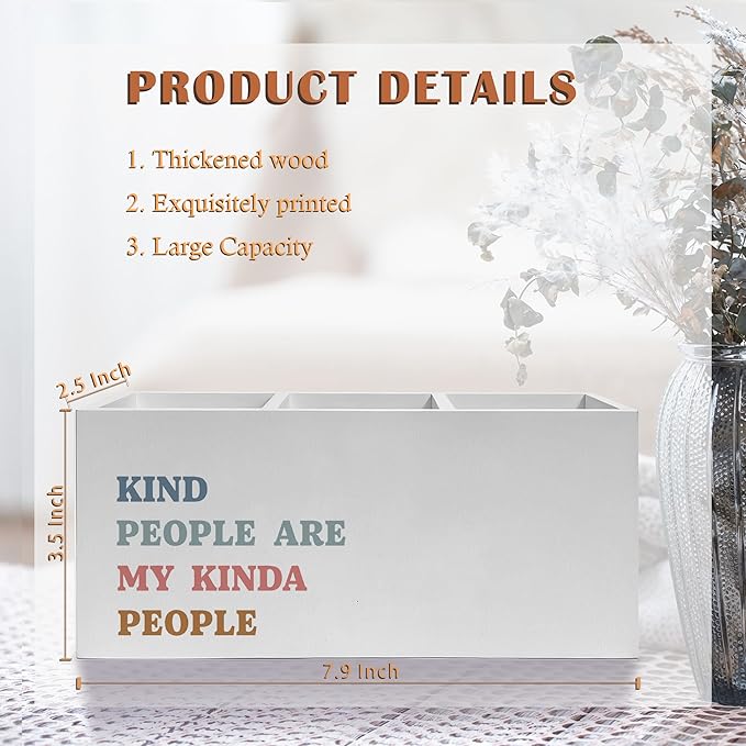 Exqcom Kind People Are My Kinda People Pen Pencil Holder, Teacher Appreciation Gifts, Positive Affirmations Humorous Pencil Pen Holder Organizer for Teacher Office Desk Accessories