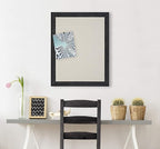 DesignOvation Beatrice Framed Linen Fabric Pinboard, 23" x 29", Distressed Black, Rustic Wall Organization