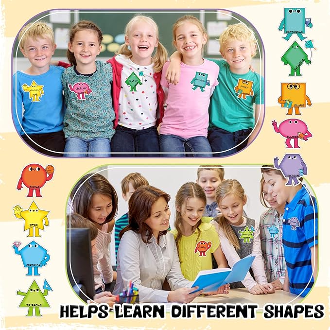 Henoyso 108 Pcs Shape Desk Name Tags for Classroom Wall Decor Back to School Locker Name Tags for Kindergarten, Preschool, 1st, 2nd & 3rd Grade Teacher Nameplates for Student