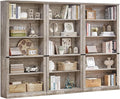 RWYHG 70" Grey Tall Bookshelf Set of 3,5-Tier Thick Wooden Book Shelf with Adjustable Shelves,Free Standing Farmhouse Bookcase with Open Display Storage,Floor Vintage Bookshelves for Living Room