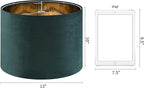 GO&SO Green Velvet Medium Lamp Shades Drum Lamp Shades 13" Top x 13" Bottom x 10" High (Spider) Modern Lampshade for Table Lamps & Floor Lamps & Bedside Lamps -Assembly Required - By GO&SO