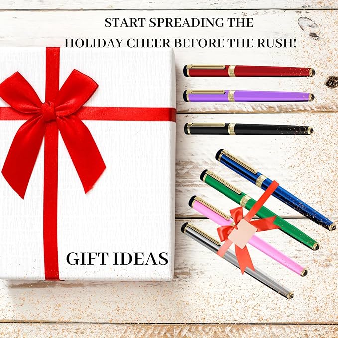 Dryden Designs Fountain Pen Medium Nib Gift Pouch - with 24 Ink Cartridges - MCM (Intense Black)