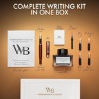 Wordsworth & Black Fountain Pen Gift Set, Includes Ink Bottle, 6 Ink Cartridges,Refill Converter, 4 Replacement Nibs, Luxury Bamboo, Journaling, Calligraphy, Smooth Writing Pens [Violet Wood]
