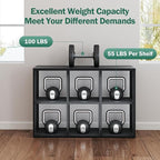 IRONMIX Metal 6 Cube Storage Organizer, Short Black Bookshelf with Storage, Small Horizontal Bookshelf, 2 Tier Open Bookcase Cube Shelf, Freestanding TV Stand for Home Office Library (Black, 1037)