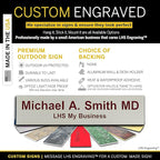 Engraved Name Plates for Door Sign Personalized Gray Plastic Plaque with Maroon Letters - Made in USA 2x4 B21