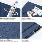 Ospelelf Vintage Hardcover 3 Ring 2 inch Leather Binder, Professional Binders Organizer Suitable for Letter Size Documents, Binder Dividers with Tabs, Dark Blue