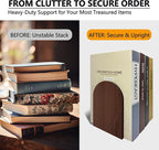 Brosisincorp Walnut Wood Book Ends for Shelves - Hand Polished Edges, Non-Skid Bookends for Heavy Duty Book Holders Office Desk Shelves Decorative Book Organizer, 6.69"H x 4.72"W x 3.94"L (1 Pairs)