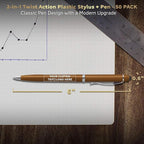 DISCOUNT PROMOS Custom Twist Action Plastic Stylus Pens, Set of 50, Personalized Bulk Pack - Pens for Work, Cool Pens for Writing, Black Ink - Gold