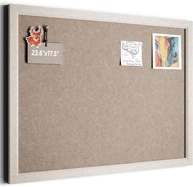 Fluxynara Foldable Cork Board Alternative, Felt Bulletin Board 24" x 18" Oatmeal Frame with 16 Adhesive Tabs, Pin Board for Home Office, Classroom, Entryway, Kitchen Wall Decor—Deep Camel