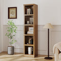 blini 5-Shelf Narrow Bookcase White Wooden Tall Bookshelves Floor Standing Display Storage Shelves Vintage Oak Bookcase for Home Office, Living Room, Bed Room